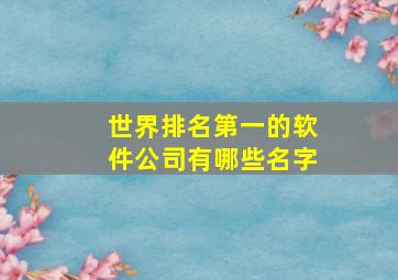 世界排名第一的软件公司有哪些名字