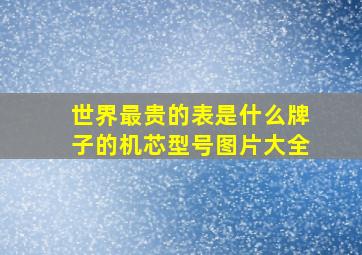 世界最贵的表是什么牌子的机芯型号图片大全