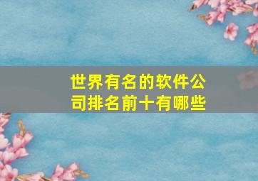 世界有名的软件公司排名前十有哪些