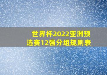 世界杯2022亚洲预选赛12强分组规则表