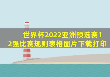 世界杯2022亚洲预选赛12强比赛规则表格图片下载打印