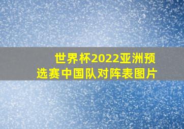 世界杯2022亚洲预选赛中国队对阵表图片