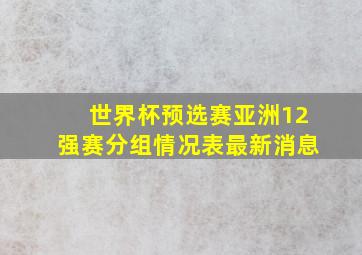 世界杯预选赛亚洲12强赛分组情况表最新消息