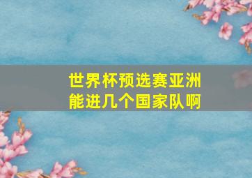 世界杯预选赛亚洲能进几个国家队啊