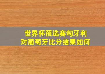 世界杯预选赛匈牙利对葡萄牙比分结果如何