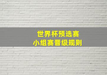 世界杯预选赛小组赛晋级规则