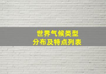 世界气候类型分布及特点列表