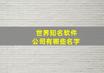 世界知名软件公司有哪些名字