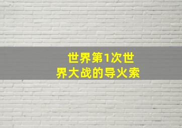 世界第1次世界大战的导火索