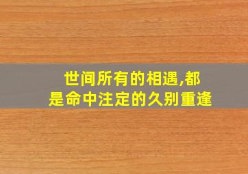 世间所有的相遇,都是命中注定的久别重逢