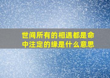 世间所有的相遇都是命中注定的缘是什么意思