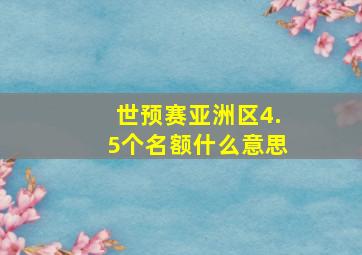 世预赛亚洲区4.5个名额什么意思