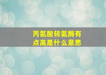 丙氨酸转氨酶有点高是什么意思