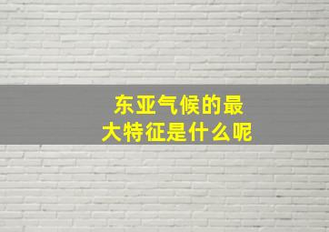 东亚气候的最大特征是什么呢