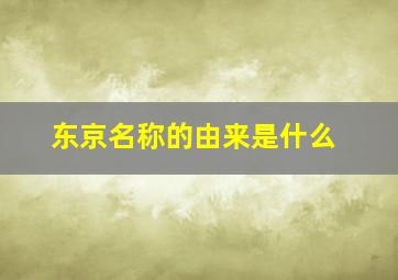 东京名称的由来是什么