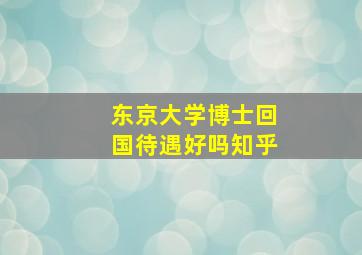 东京大学博士回国待遇好吗知乎