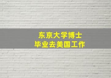 东京大学博士毕业去美国工作