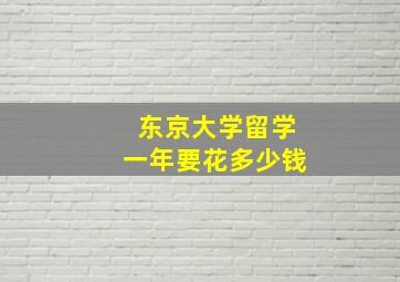 东京大学留学一年要花多少钱