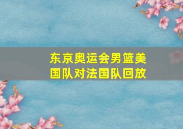 东京奥运会男篮美国队对法国队回放