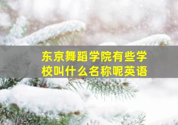 东京舞蹈学院有些学校叫什么名称呢英语