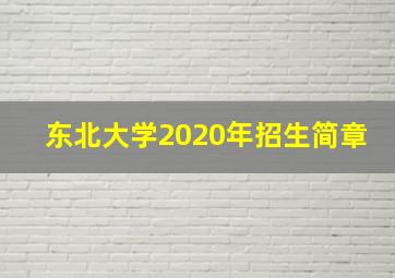 东北大学2020年招生简章