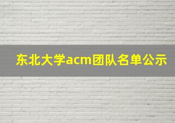 东北大学acm团队名单公示