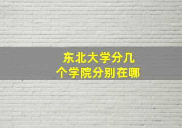 东北大学分几个学院分别在哪