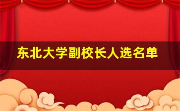 东北大学副校长人选名单