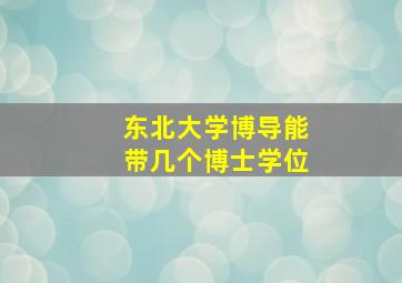 东北大学博导能带几个博士学位