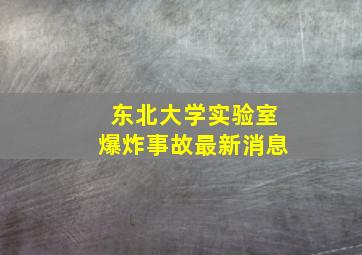 东北大学实验室爆炸事故最新消息