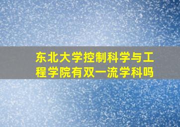 东北大学控制科学与工程学院有双一流学科吗