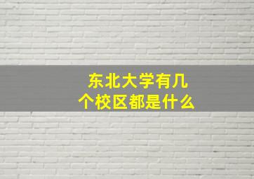 东北大学有几个校区都是什么