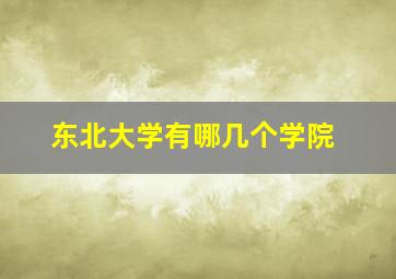 东北大学有哪几个学院