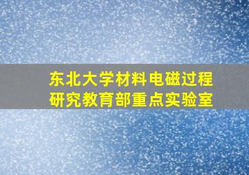 东北大学材料电磁过程研究教育部重点实验室