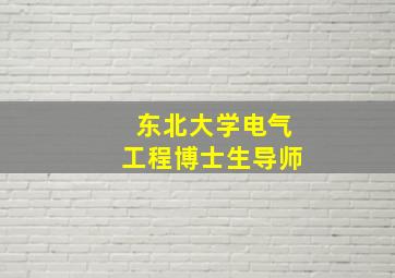 东北大学电气工程博士生导师