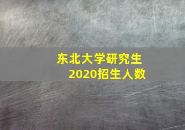 东北大学研究生2020招生人数