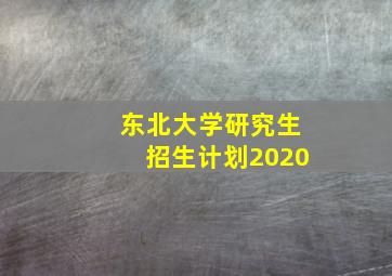 东北大学研究生招生计划2020