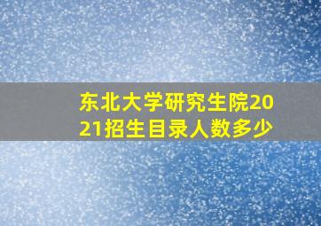 东北大学研究生院2021招生目录人数多少