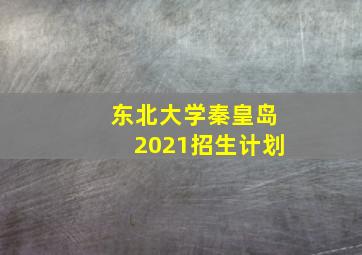 东北大学秦皇岛2021招生计划