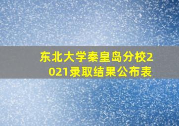 东北大学秦皇岛分校2021录取结果公布表