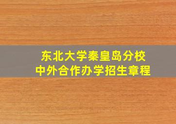 东北大学秦皇岛分校中外合作办学招生章程