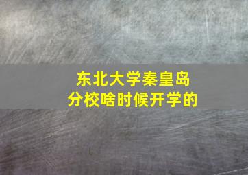 东北大学秦皇岛分校啥时候开学的