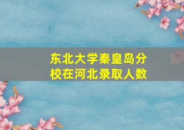 东北大学秦皇岛分校在河北录取人数