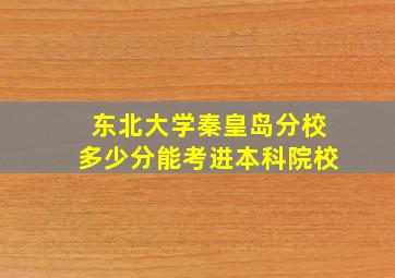 东北大学秦皇岛分校多少分能考进本科院校