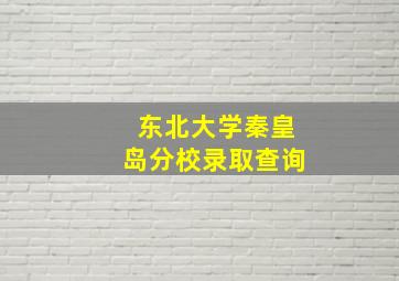 东北大学秦皇岛分校录取查询