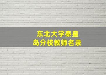 东北大学秦皇岛分校教师名录