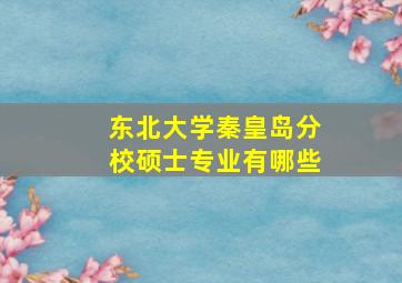 东北大学秦皇岛分校硕士专业有哪些