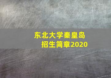 东北大学秦皇岛招生简章2020