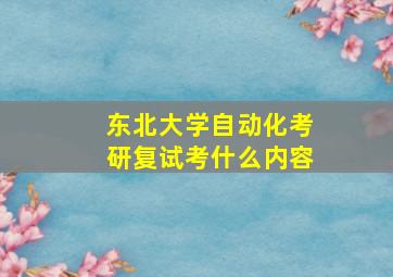 东北大学自动化考研复试考什么内容