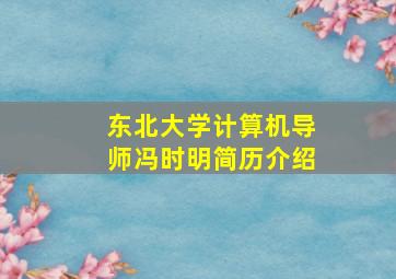 东北大学计算机导师冯时明简历介绍